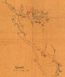 Szombathyho mapy jeskyně Výpustek z roku 1880