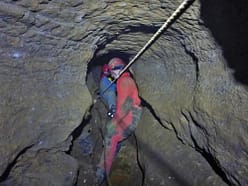 Petzoldovy jeskyně - těžební lanovka v akci (9.1.2016)