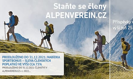Pojištění Alpenverein na rok 2022 se slevou 75% prodlouženo až do srpna.