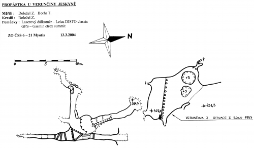 Mapa jeskyně (půdorys) – zdroj web ZO ČSS 6-21 Myotis