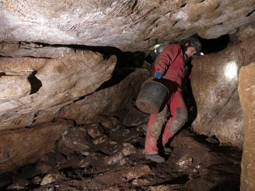 těžba z Dómu nádob, jeskyně Dagmar