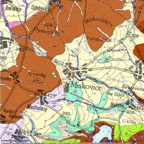 Geologická mapa okolí Miskovic