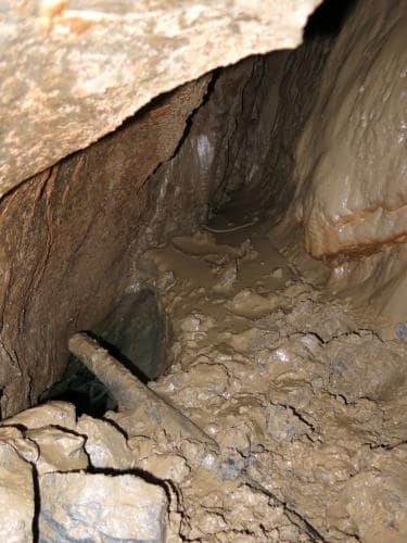 dno III. propasti - nejhlubší bod jeskyně Dagmar
